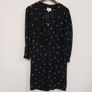 Green Star Print Black Women's Dress